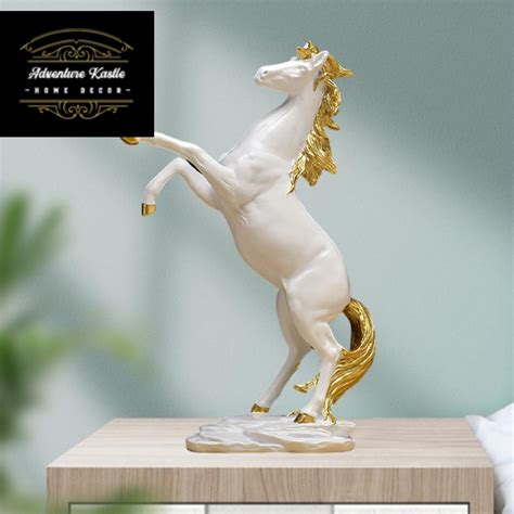 Golden Horse Running Horse Statue Feng Shui Resin Sculpture Home ...