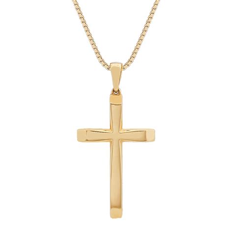 24'' Mens 14k Yellow Gold Cross Pendant | Shane Co.