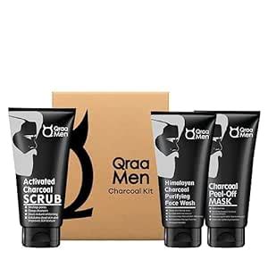 Buy Qraa Men Charcoal Kit : Charcoal Scrub, Face wash & Peel-off Mask ...