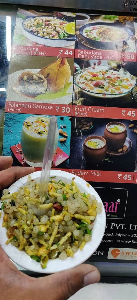 Menu at Falahaar, Jaipur, Saraogi Mansion