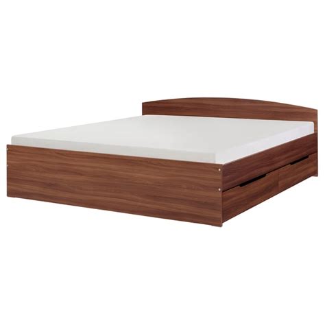 NODELAND bed frame with 2 storage boxes, medium brown/Luröy, 180x200 cm ...