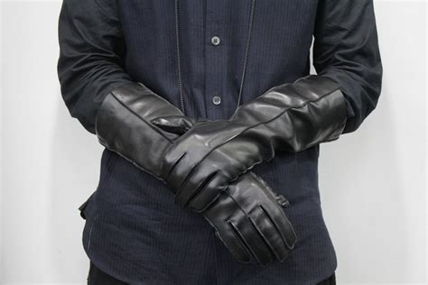 Ann Demeulemeester long leather gloves for men | Long black gloves ...