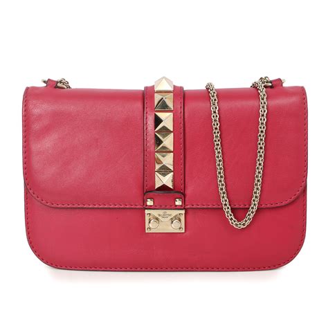 Shop Pre-Loved Valentino Medium Glam Lock Raspberry Pink Rockstud ...