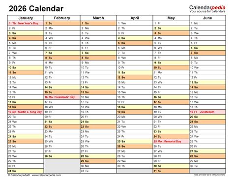 2026 Calendar - Free Printable PDF Templates | Calendarpedia