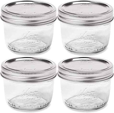 Wide Mouth Mason Jar 8 oz - (4 Pack) - Kerr Wide Mouth Mason Jars With ...