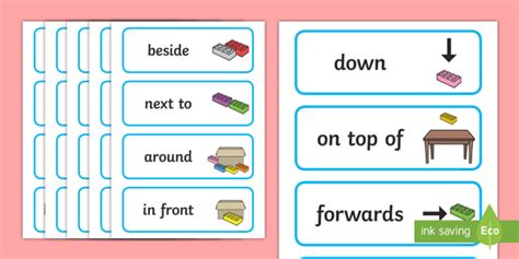 Building Brick Therapy Positional Language Cards