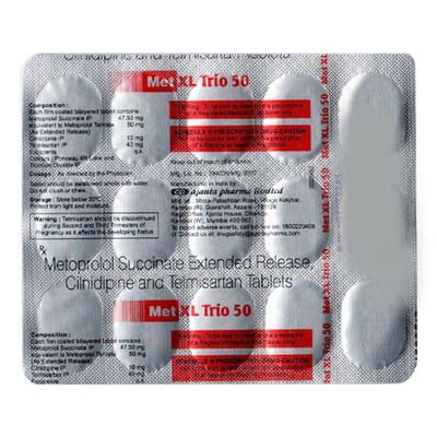 Met Xl Trio 50mg Strip Of 15 Tablets: Uses, Side Effects, Price ...