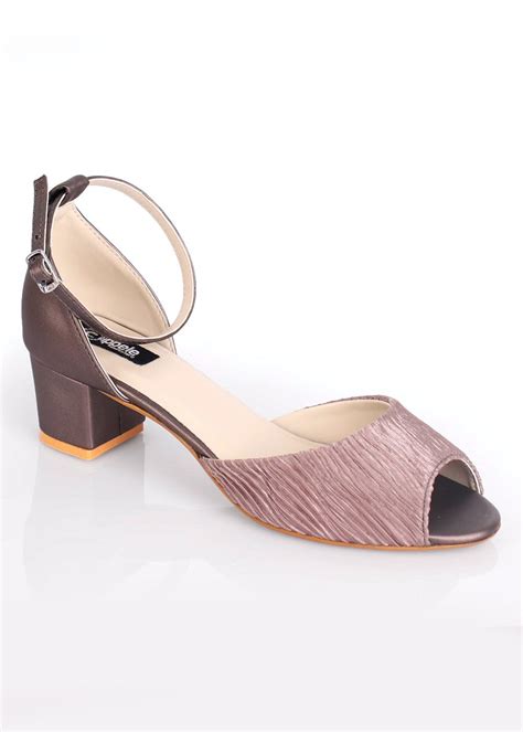 Get Textured Grey Peep Toe Ankle Tie Block Heels at ₹ 1499 | LBB Shop