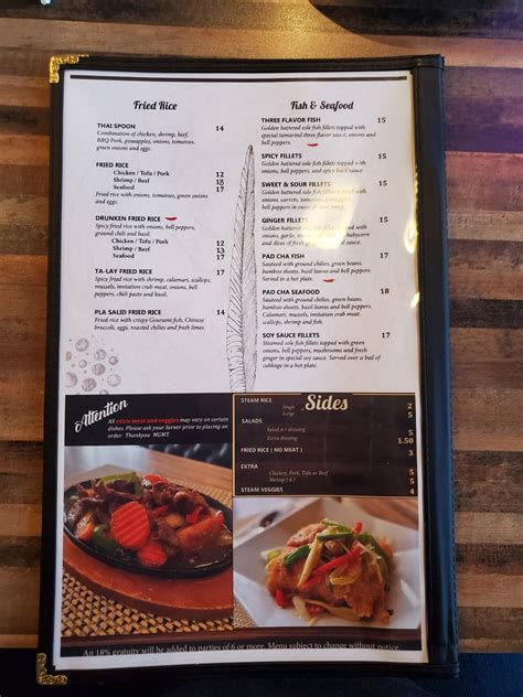 Menu at Thai Spoon 2 restaurant, Loma Linda