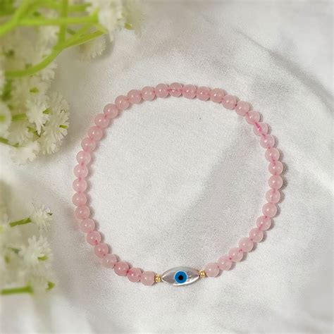 Buy Rose Quartz Evil Eye Bracelet for Love & Protection | Calminds