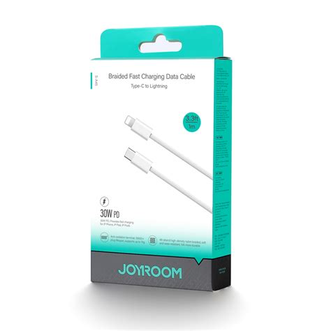 JOYROOM BRAIDED FAST CHARGING DATA CABLE - BLACK TYPE C TO LIGHTNING 