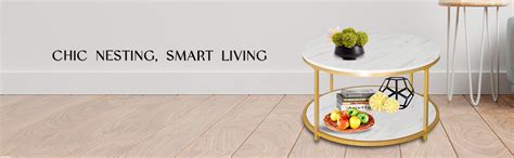 Total Crafts Metal Round Nesting Tables 2 Tier Shelf Coffee Table ...