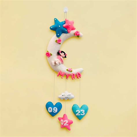 Buy Personalized Moon Theme Felt Kids Name Plate Online On Zwende
