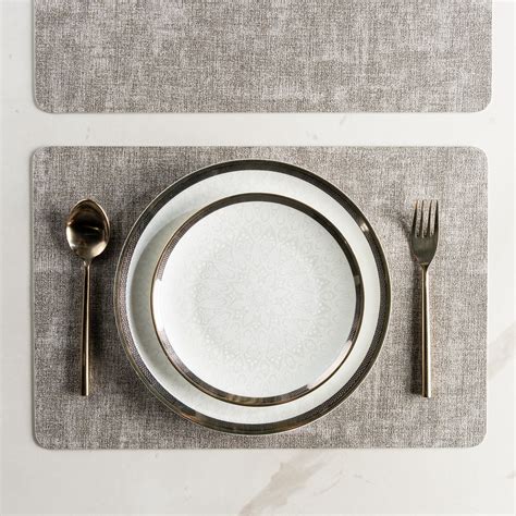 Textured Dark Grey Muse Dining Table Mat Set of 6 - Pano