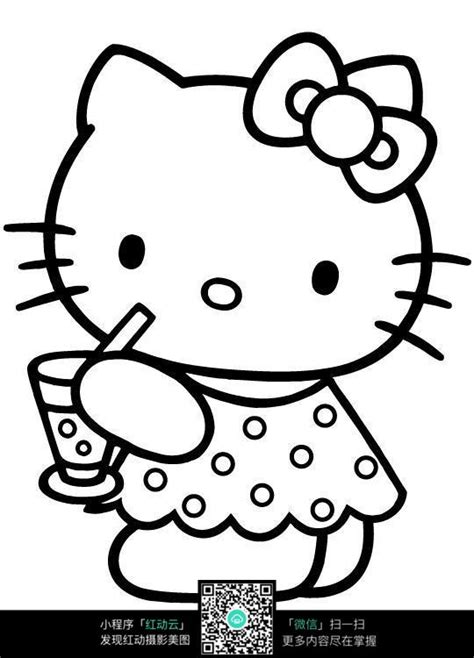 简笔画helloKitty涂色(hellokitty简笔画 涂色) - 抖兔学习网