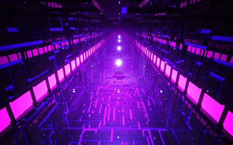 Download wallpaper 3840x2400 corridor, neon, light, bright, perspective ...