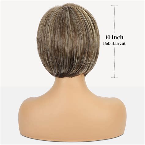 Buy Short Brown Bob Wig With Air Bangs for Women-LONAI 10 Short ...