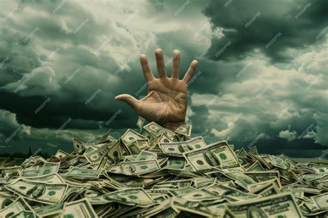 Premium Photo | Conceptual image of a hand reaching out from a pile of dollar bills with dark ...