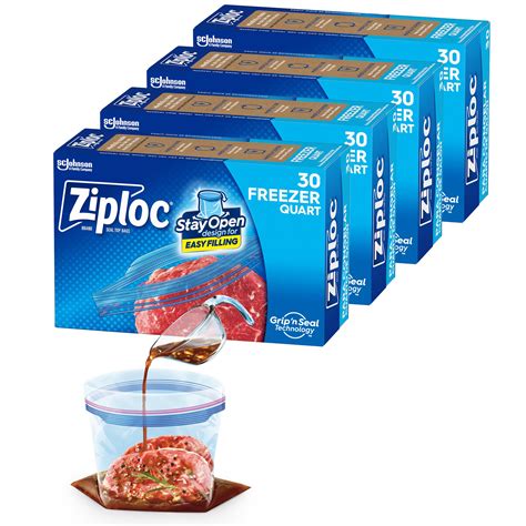Snapklik.com : Ziploc Quart Food Storage Freezer Bags, New Stay Open Design