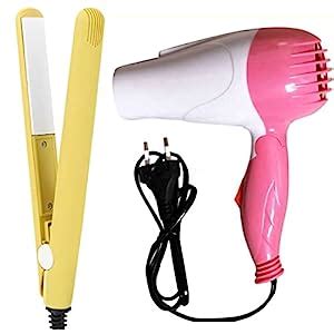 Nirvani Combo of Mini hair straightener & Hair dryer NV-1290 Pink ...