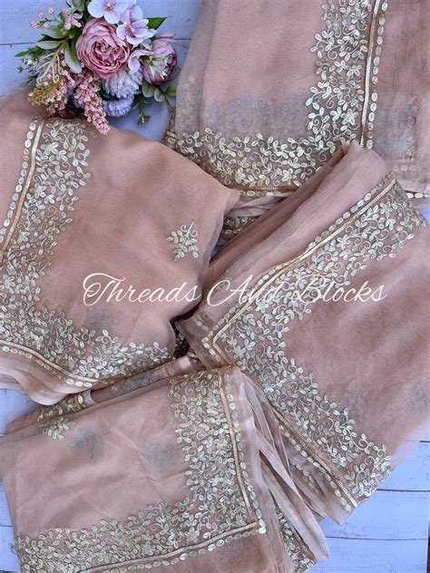 Nude-Gold Pittan Border Saree – Threads & Blocks