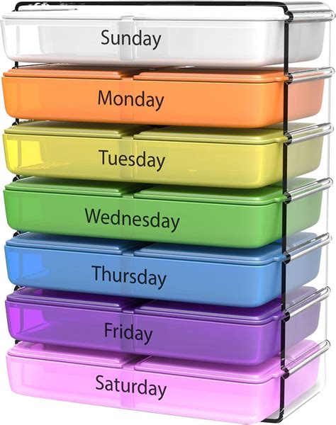 Amazon.com: Weekly Pill Organizer 4 Times a Day, Daily Pill Box 7 Day, Large Travel Pill Case ...