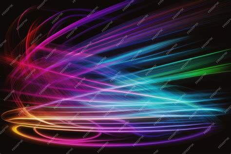 Premium AI Image | Abstract lines in bright neon colors on black background