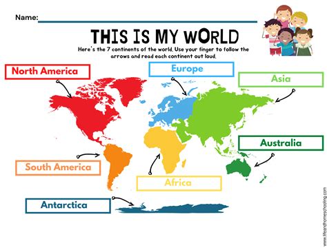 Label The Seven Continents And Five Oceans Of The World