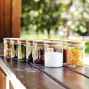 Buy ATT Glass Jars for Kitchen Storage,Bamboo lid Canisters for Spices ...
