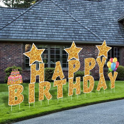18 Pieces Happy Birthday Yard Signs with Stakes, India | Ubuy