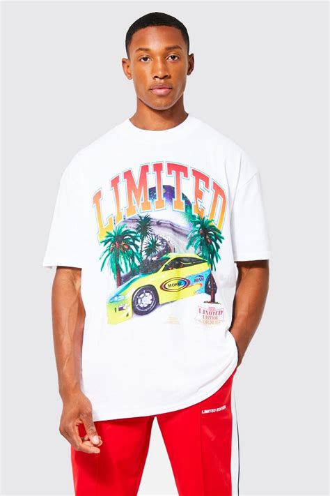 Oversized Limited Car Extended Neck T-shirt | boohoo UK