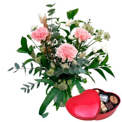 Light and Airy with red chocolate heart: Order Flowers Online ...
