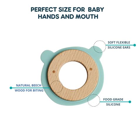 Wood + Silicone Disc Teether | Bear – mumma.com