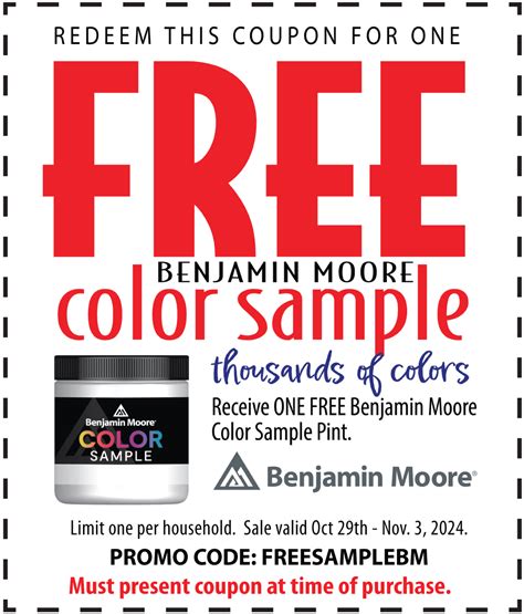 Free Benjamin Moore Color Sample Coupon - Hirshfield's