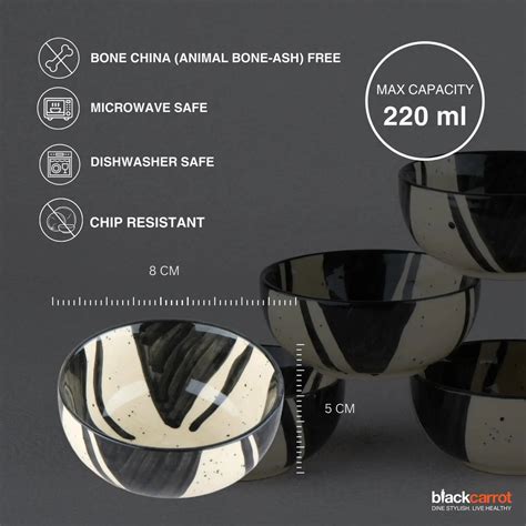 Premium Splash Ceramic Small Bowl Set of 6 | BlackCarrot