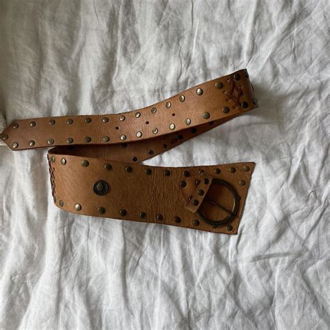 Vintage chunky leather belt - Depop