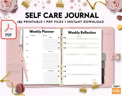 Free Self Care Journal PDF Printable, 8,5x11 inch A4 size, For journal ...