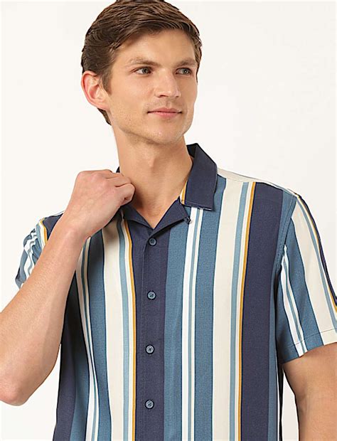Buy Pure Viscose Colorblock Spread Collar Shirt at Marks & Spencer