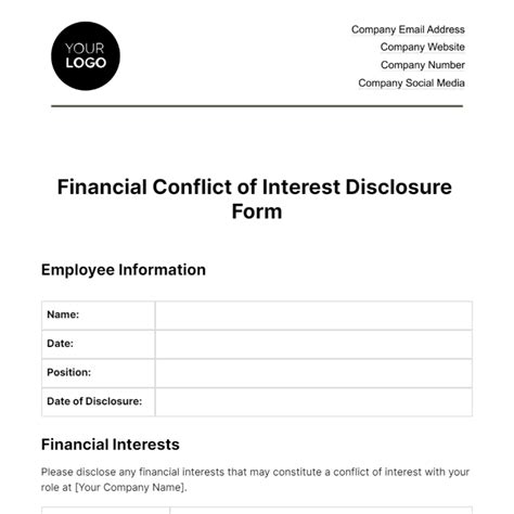 Free Financial Conflict of Interest Disclosure Form Template to Edit Online