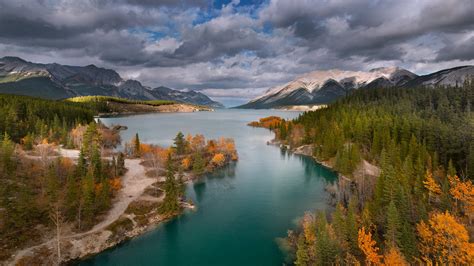 Download wallpaper autumn, clouds, landscape, mountains, nature, lake ...