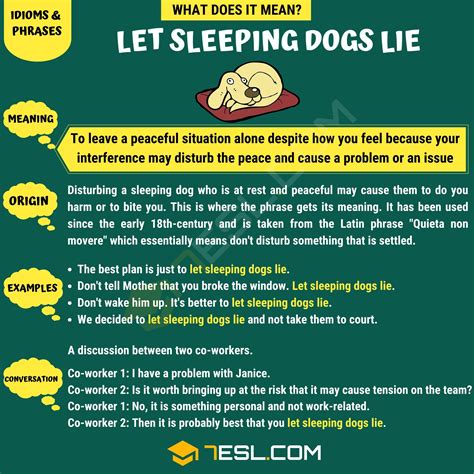 "Let Sleeping Dogs Lie" Meaning, Origin and Examples • 7ESL