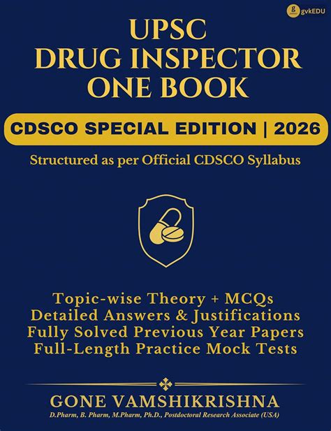 Buy UPSC DRUG INSPECTOR BOOK 2026 | Official CDSCO Syllabus Based ...