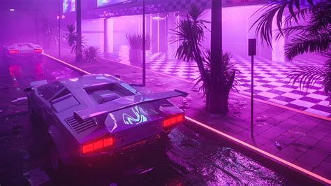 Vaporwave Nights: 4K Artistic Retro Drive