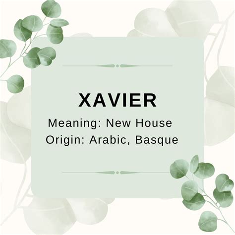 Xavier | Hebrew baby names, Names with meaning, Arabic names boys