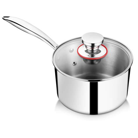 Amazon.com: P&P CHEF 2 Quart Saucepan with Lid, Tri-Ply Stainless Steel ...