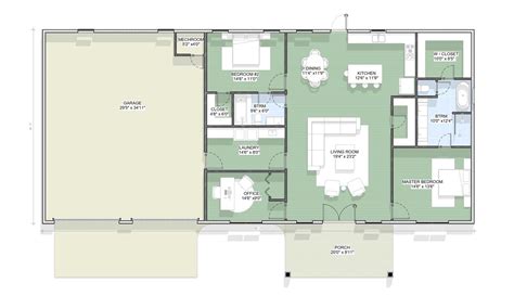 Heritage Barndominium Floor Plan 1,800 sq ft 2-BR 2-BA by BarndoPlans.com