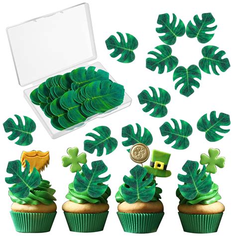 Buy 48 Pcs Edible Tropical Turtle Leaf Cake Toppers, Cupcake Toppers ...