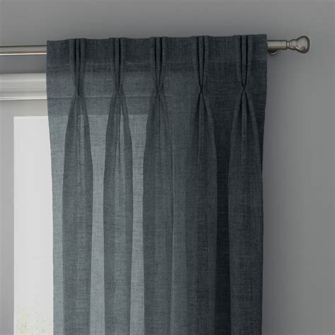 Dark Bluish Grey Linen Sheer Curtains - Triple Pinch Pleat - Made to M ...