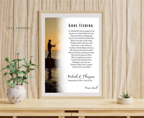 Gone Fishing Memorial Poem With Sunset and Ocean. Printable File With ...