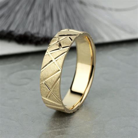 Brushed gold mens wedding band - 14k gold band gold bands gold rings ...
